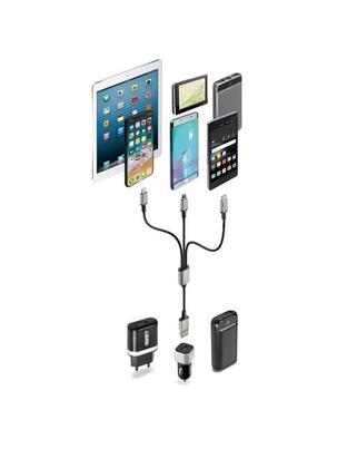 ΚΑΛΩΔΙΟ USB ΦΟΡΤΙΣΗΣ CERBERO 100 cm (3 ΑΝΤΑΠΤΟΡΕΣ TYPE C/APPLE/MICRO USB - 8 PIN) SILVER LINE