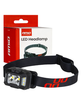 Amio - Φακός Κεφαλής Εργασίας τύπου 2xXPG+10SMD LED χωρητικότητα μπαταρίας 1800mAh - 1 τεμ. (04668/AM)