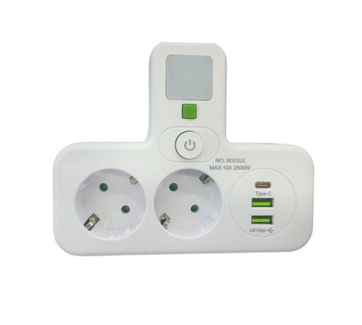 ΠΟΛΥΠΡΙΖΟ 2500W ΜΕ 2 ΠΡΙΖΕΣ, 2 ΘΥΡΕΣ USB-A, 1 ΘΥΡΑ USB-C & ΔΙΑΚΟΠΤΗ QH-05189