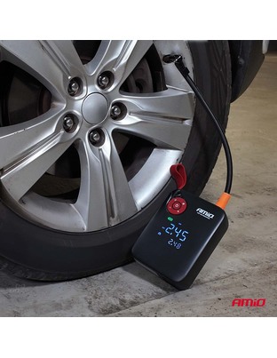 Amio - Φορητός Εκκινητής Μπαταρίας (Jump Starter) Mini με ενσωματωμένο Κομπρεσέρ Αέρα, Powerbank και Φακό LED τάση λειτουργίας 12V με χωρητικότητα 7,2Ah και μέγιστο ρεύμα εκκίνησης 600A για Επιβατικά Αυτοκίνητα - 1 τεμ. (04675/AM)