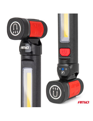 Amio – Φακός Εργασίας LED COB 10W USB-C 4400mAh με Διπλό Γάντζο & Μαγνήτη για Ισχυρό Φωτισμό & Μέγιστη Ευελιξία – 1 Τεμ. (04505/AM)