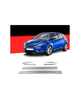 TRIM ΠΑΡΑΘΥΡΩΝ ΑΝΟΞ.ΑΤΣΑΛΙ ΧΡΩΜΙΟ S-DIZAYN ΓΙΑ FORD FOCUS 5D HB 2011+ - 8ΤΕΜ