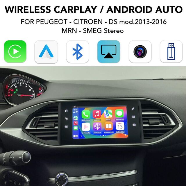 DIGITAL IQ PG 016W CPA (WIRELESS CARPLAY / ANDROID AUTO BOX with 2 CAMERA IN for  PEUGEOT - CITROEN - DS mod. 2013-2017)