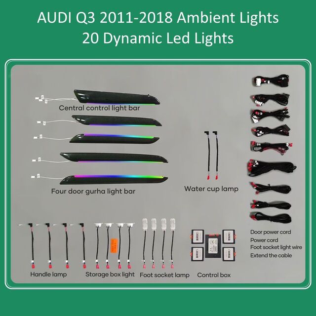 DIQ AMBIENT AUDI Q3 (8U) DYN (Digital iQ Ambient Light for Audi Q3 mod. 2011-2018 with 19 Lights, Carbon Look)