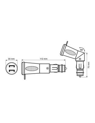 Φορτιστής Αναπτήρα με διπλό USB PLUG-IN EVO 90 μοίρες 12/24V 2,5A