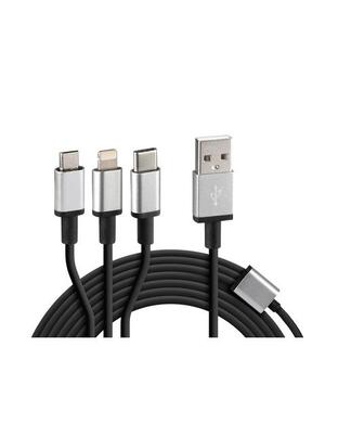ΚΑΛΩΔΙΟ USB ΦΟΡΤΙΣΗΣ CERBERO 100 cm (3 ΑΝΤΑΠΤΟΡΕΣ TYPE C/APPLE/MICRO USB - 8 PIN) SILVER LINE