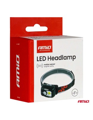 Amio - Φακός Κεφαλής Εργασίας τύπου XPG+COB LED χωρητικότητα μπαταρίας 1800mAh - 1 τεμ. (04667/AM)