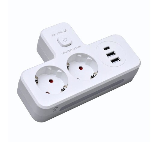 ΠΟΛΥΠΡΙΖΟ 2500W ΜΕ 2 ΠΡΙΖΕΣ, 2 ΘΥΡΕΣ USB-A, 1 ΘΥΡΑ USB-C & ΔΙΑΚΟΠΤΗ QH-05187