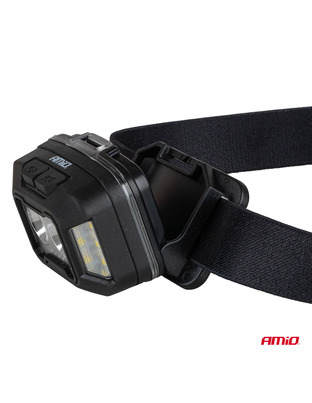 Amio - Φακός Κεφαλής Εργασίας τύπου 2xXPG+10SMD LED χωρητικότητα μπαταρίας 1800mAh - 1 τεμ. (04668/AM)