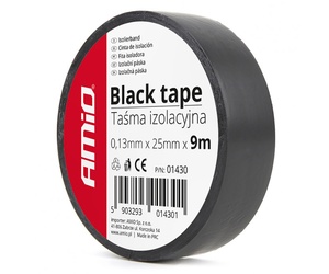 Amio – Μονωτική Ταινία Μαύρη PVC 25mm x 9m για Ηλεκτρικές Εγκαταστάσεις Αυτοκινήτου – 1 Τεμ. (01430/AM)