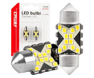 Amio - ΛΑΜΠΑΚΙΑ ΠΛΑΦΟΝΙΕΡΑΣ 31mm 12/24V C5W 5500K 12xSMD 2016 CAN-BUS FESTOON (ΛΕΥΚΟ) - 2 ΤΕΜ. (04235/AM)