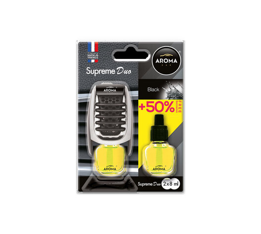 AMiO - Αρωματικό Αεραγωγού Αυτοκινήτου Aroma Supreme Duo Black Αεραγωγού με Ρύθμιση Έντασης (+50% Περιεχόμενο) - 1 Τεμ. (A92259/AM)
