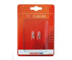 T5 12V 1,2W W2x4,6d (ΚΑΡΦΩΤΟ ΑΚΑΛΥΚΟ)  POWERTEC STANDARD ΑΛΟΓΟΝΟΥ 2ΤΕΜ.