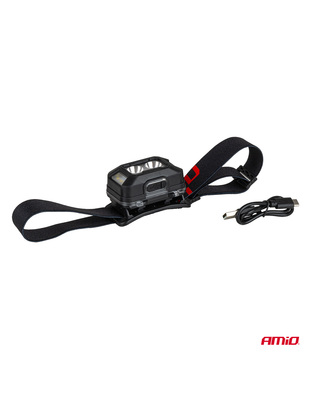 Amio - Φακός Κεφαλής Εργασίας τύπου 2xXPG+10SMD LED χωρητικότητα μπαταρίας 1800mAh - 1 τεμ. (04668/AM)