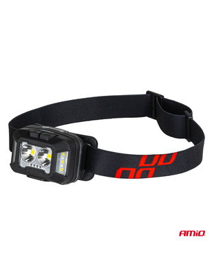 Amio - Φακός Κεφαλής Εργασίας τύπου 2xXPG+10SMD LED χωρητικότητα μπαταρίας 1800mAh - 1 τεμ. (04668/AM)