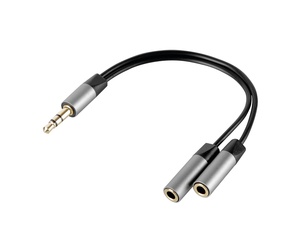 ΚΑΛΩΔΙΟ ΗΧΟΥ JACK 3,5mm 10cm ΑΠΟ ΜΟΝΟ ΑΡΣΕΝΙΚΟ ΣΕ ΔΙΠΛΟ ΘΗΛΥΚΟ AUX SPLITTER  SILVER LINE
