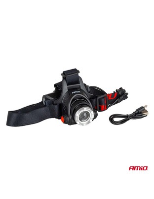 Amio - Φακός Κεφαλής Εργασίας τύπου T6 LED χωρητικότητα μπαταρίας 3600mAh - 1 τεμ. (04664/AM)
