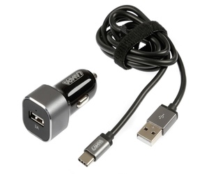 ΦΟΡΤΙΣΤΗΣ ΑΝΑΠΤΗΡΑ 12/24V ΜΕ 1 USB TYPE-C 3000mA ΜΕ ΚΑΛΩΔΙΟ 100cm FAST CHARGER SILVER LINE