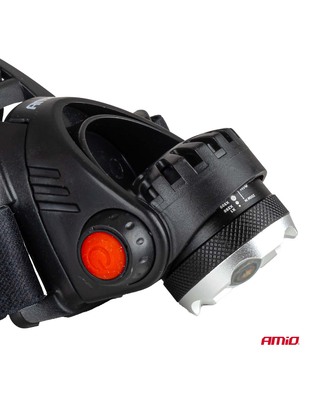 Amio - Φακός Κεφαλής Εργασίας τύπου T6 LED χωρητικότητα μπαταρίας 3600mAh - 1 τεμ. (04664/AM)