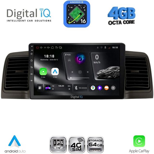 DIGITAL IQ RTG 6712BL_CPA (9inc) MULTIMEDIA TABLET for TOYOTA COROLLA mod. 2001-2006 (BLACK)