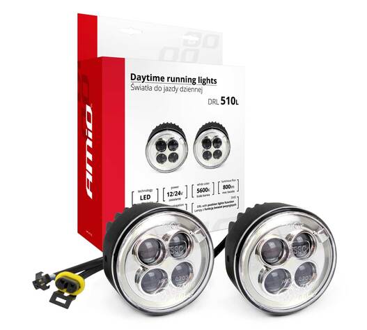 Amio – Στρογγυλά Φώτα Ημέρας DRL LED 12V 800Lm για Αυξημένη Ορατότητα & Ασφάλεια σε Αυτοκίνητο – Σετ 2 Τεμ. (01525/AM)