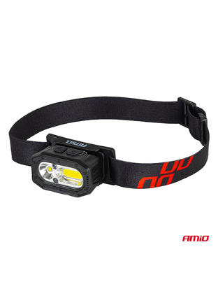 Amio - Φακός Κεφαλής Εργασίας τύπου XPG+COB LED χωρητικότητα μπαταρίας 1000mAh - 1 τεμ. (04663/AM)