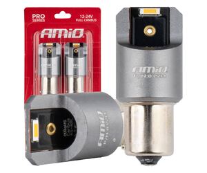 Amio - ΛΑΜΠΑΚΙΑ PY21W BAU15s 12/24V 6.000K 2xSMD LED FULL CAN-BUS ΠΟΡΤΟΚΑΛΙ PRO SERIES - 2 Τεμ. (03594/AM)