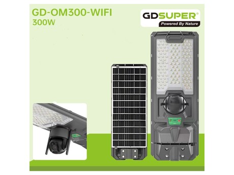 GDSUPER ΗΛΙΑΚΟΣ ΠΡΟΒΟΛΕΑΣ ΔΡΟΜΟΥ 300W ΜΕ ΕΝΣΩΜΑΤΩΜΕΝΗ ΚΑΜΕΡΑ ΑΣΦΑΛΕΙΑΣ GD-OM300-WIFI