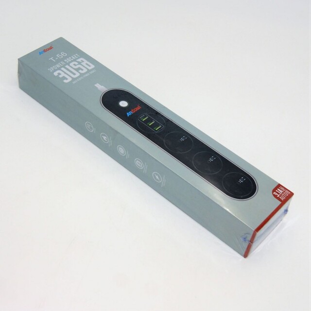 ΠΟΛΥΠΡΙΖΟ ΜΕ 3 ΘΕΣΕΙΣ ΣΟΥΚΟ ΚΑΙ 3 ΘΥΡΕΣ USB ANDOWL T-56