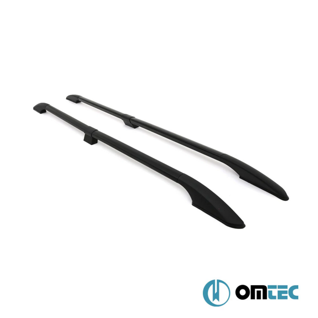 Omtec - Παράλληλες Μπάρες Οροφής Διαιρούμενες για Nissan NV200 2010 > / Chevrolet City Express 2015 > από Αλουμίνιο σε Μαύρο Χρώμα και Μέγιστο Βάρος Φορτίου 75 kg - 2 τεμ. (D5035933B/OM)