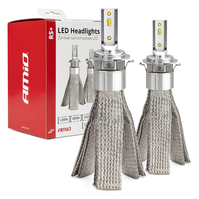 Amio - Σετ Λαμπτήρων Αυτοκινήτου και Φορτηγού RS+ SERIES τεχνολογίας LED τύπου H7-6 βάση PX26d τάση λειτουργίας 12-36V απόδοσης 50W χρώμα 6000K για Επιβατικά Αυτοκίνητα και Φορτηγά - 2 τεμ. (01085/AM)