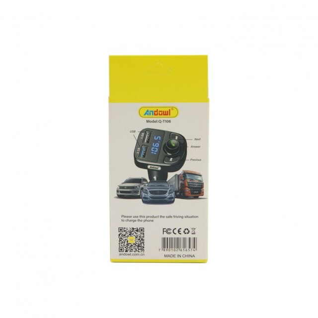 MP3 PLAYER ΑΥΤΟΚΙΝΗΤΟΥ ΜΕ BLUETOOTH 3.1A ANDOWL Q-T106
