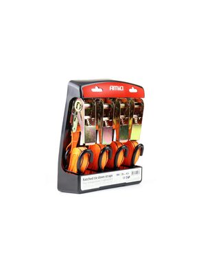 Amio - ΙΜΑΝΤΕΣ ΜΕ ΚΑΣΤΑΝΙΕΣ ΣΕΤ 4ΤΕΜ 25mm 4,5m ΓΙΑ 700KG BELT-03 (02496/AM)