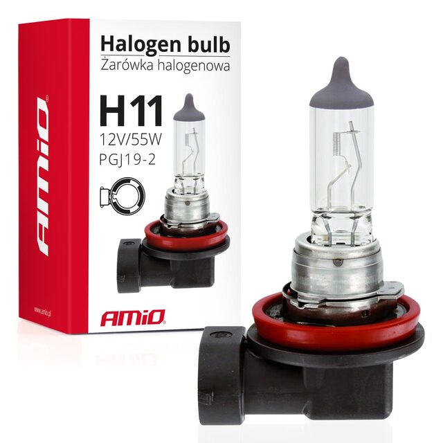 Amio - λάμπα τύπου H11 αλογόνου τάση λειτουργίας 12V απόδοση 55W τύπος βάσης PGJ19-2 LUMITEC για φώτα αυτοκινήτου – 1 τεμ. (01159/AM)