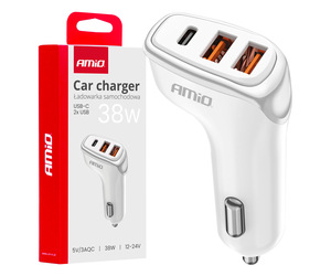 Amio - ΦΟΡΤΙΣΤΗΣ ΑΝΑΠΤΗΡΑ 12/24V ΜΕ 3 ΘΥΡΕΣ USB-C+2xUSB 38W 5V/3AQC ΤΑΧΕΙΑΣ ΦΟΡΤΙΣΗΣ ΛΕΥΚΟΣ - 1 Τεμ. (03886/AM)