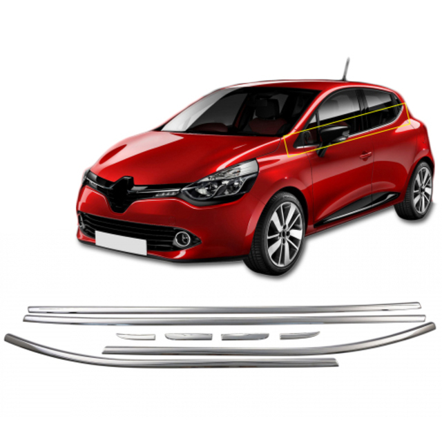 TRIM  ΠΑΡΑΘΥΡΩΝ ΑΥΤΟΚΟΛΛΗΤΑ ΧΡΩΜΙΟΥ 8ΤΕΜ. ΓΙΑ RENAULT CLIO IV 5D 2012+