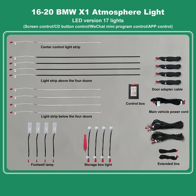 DIQ AMBIENT BMW X1 (F48) (Digital iQ Ambient Light for BMW X1 F48 mod. 2016-2022 with 17 Lights)