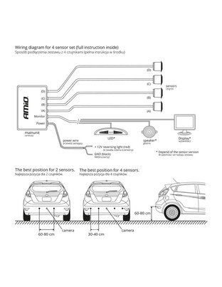 Amio – Σύστημα Παρκαρίσματος 12V με 4 Αισθητήρες Λευκούς 22mm & Buzzer για Ηχητική Ειδοποίηση & Ασφαλές Παρκάρισμα – 1 Τεμ. (01568/AM)