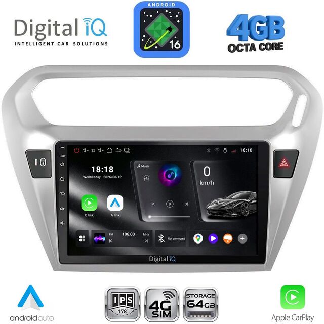 DIGITAL IQ RTG 6511SL_CPA (9inc) MULTIMEDIA TABLET for CITROEN ELYSEE – PEUGEOT 301 mod. 2013-2023 (SILVER)
