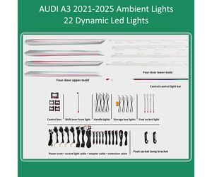 DIQ AMBIENT AUDI A3 (8Y) DYN mod. 2021-2025 (Digital iQ Ambient Light for Audi A3 (8Y) mod. 2021-2025 with 22 Lights)