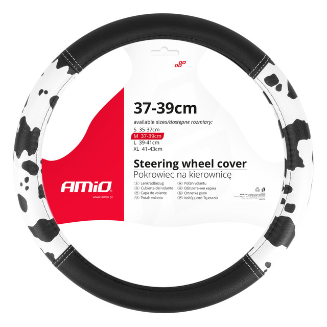 Amio - ΚΑΛΥΜΜΑ ΤΙΜΟΝΙΟΥ SWC-62 (M) 37>39cm ΜΑΥΡΟ ΜΕ ΣΧΕΔΙΟ ΑΣΠΡΟΜΑΥΡΟ ΔΕΡΜΑ ΑΓΕΛΑΔΑΣ - 1 ΤΕΜ. (04172/AM)