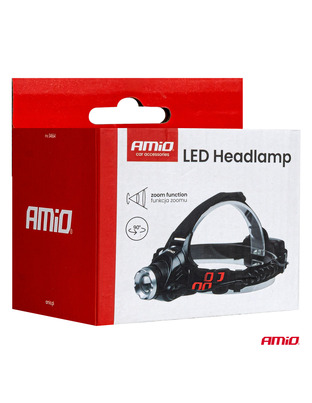 Amio - Φακός Κεφαλής Εργασίας τύπου T6 LED χωρητικότητα μπαταρίας 3600mAh - 1 τεμ. (04664/AM)