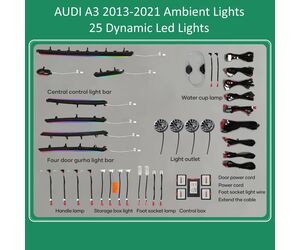 DIQ AMBIENT AUDI A3 (8V) DYN Dragon Scale Style (Digital iQ Dynamic Ambient Light Audi A3 mod. 2013-2021, 25 Lights with Airvent)