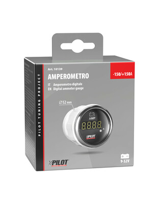 ΑΜΠΕΡΟΜΕΤΡΟ ΨΗΦΙΑΚΟ ΜΑΥΡΟ ΜΕ ΛΕΥΚΟ ΦΩΣ BLACK DIGITAL SERIES 9-32V 52mm