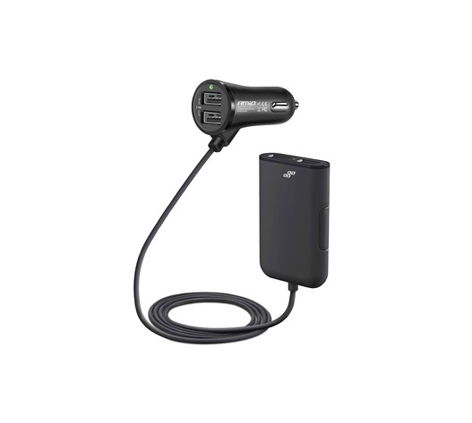 Amio - Φορτιστής Αναπτήρα με 4 Θύρες USB 12-24V 4.8A και καλώδιο επέκτασης 1.5m για φόρτιση μπροστά και πίσω σε αυτοκίνητο με σταθερή απόδοση - 1 Τεμ. (01986/AM)