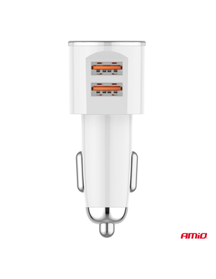 Amio - ΦΟΡΤΙΣΤΗΣ ΑΝΑΠΤΗΡΑ 12/24V ΜΕ 2 ΘΥΡΕΣ 2xUSB 17.5W 5V/3.4A ΛΕΥΚΟΣ - 1 ΤΕΜ. (03888/AM)