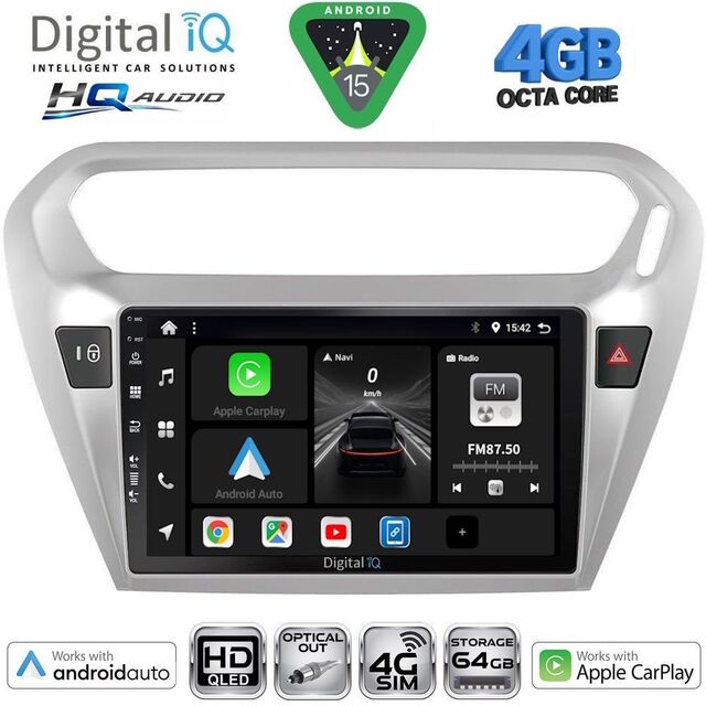 DIGITAL IQ BXK 19511SL_CPAA (9inc) MULTIMEDIA TABLET for CITROEN ELYSEE – PEUGEOT 301 mod. 2013-2026 (SILVER)