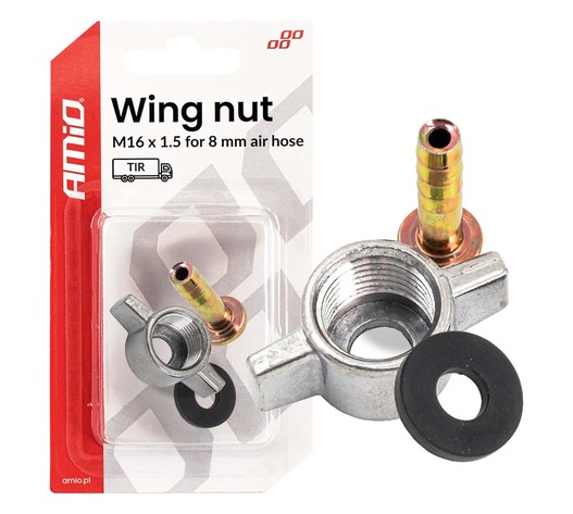 Amio – Παξιμάδι Πεταλούδα M16x1.5 για Σωλήνα Αέρα Φ8mm για Σταθερή Σύνδεση & Εύκολη Τοποθέτηση – 1 Τεμ. (04499/AM)