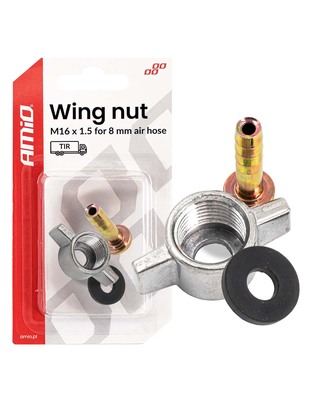Amio – Παξιμάδι Πεταλούδα M16x1.5 για Σωλήνα Αέρα Φ8mm για Σταθερή Σύνδεση & Εύκολη Τοποθέτηση – 1 Τεμ. (04499/AM)