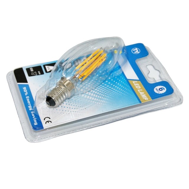 LED ΛΑΜΠΑ E14/6W/600Lm/4000K C37-6W-4K